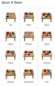 Step Stool - Puzzle Name with Sports