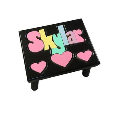 Step Stool (Black, White or Grey) -Puzzle Name with Hearts