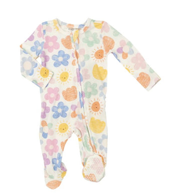 Footie 2 Way Zipper Ruffle Back , Angel Dear- Happy Suns