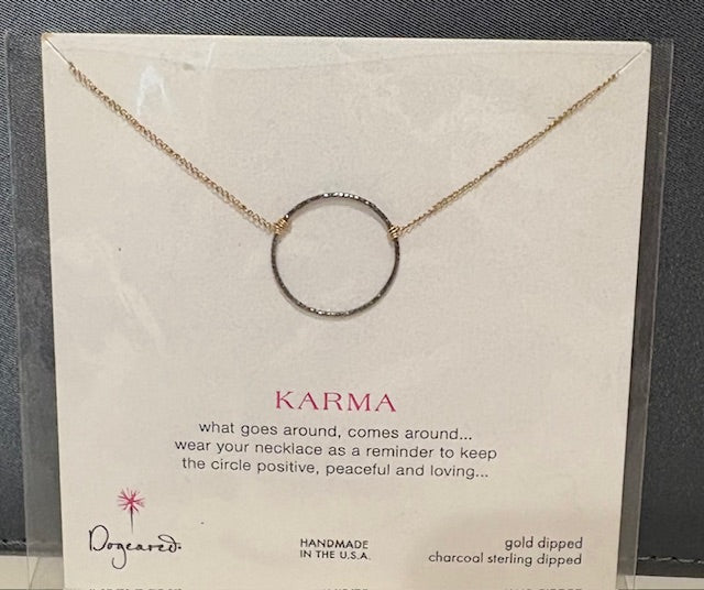 Dogeared Medium Sparkle Karma Necklace,Charcoal Sterling Dipped 18