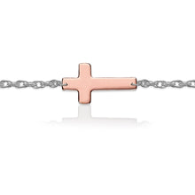 Gold Cross on Sterling Silver Bracelet