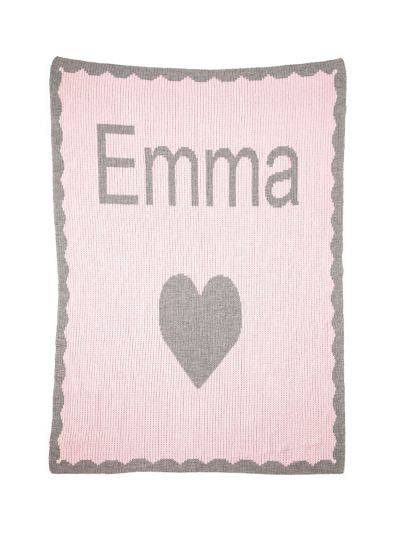 Blanket-Single heart with Scalloped Edge