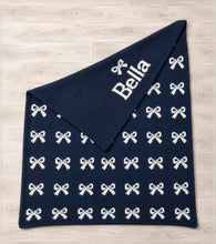 Bow Blanket Double Cotton Knit Blanket