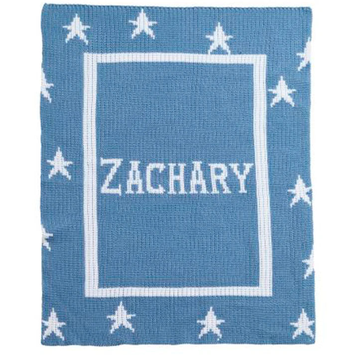 Floating Stars with Name & Border Blanket
