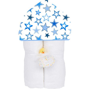 Plush Hooded Towel - Blue Stars
