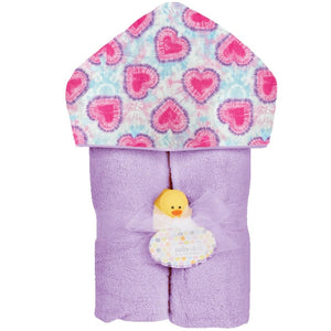 Tye Die Hearts Plush Hooded Towel