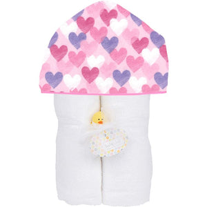 Plush Hooded Towel - Doodle Hearts