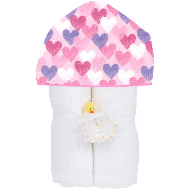 Plush Hooded Towel - Doodle Hearts