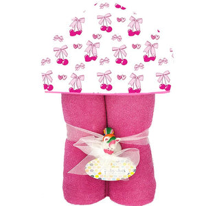 Plush Hooded Towel - Cherry Bows