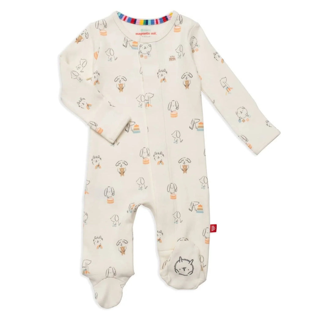 Onsie- Magnetic closure. Puppy Play modal magnetic footie with ruffles