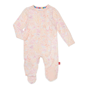 Onsie- Magnetic closure. Footie Coral Floral