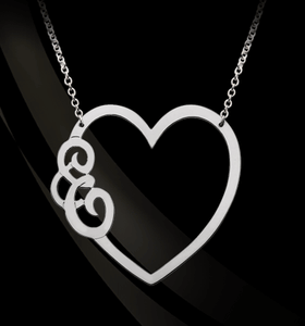 Necklace-Heart with Script Initial