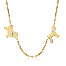 Two Dog Necklace with Diamond Accent Collar and Engraved Names
