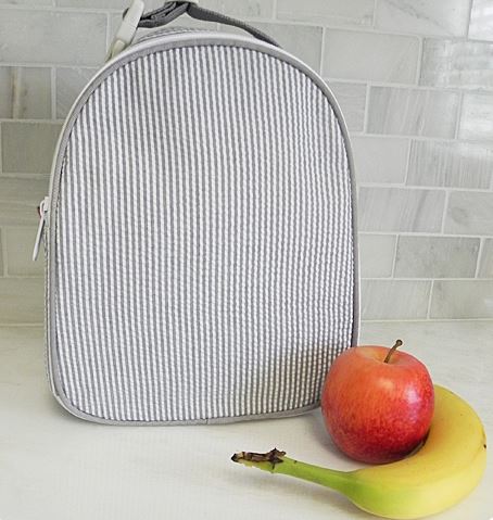 Insulated Lunch Tote-Grey Pinstripe