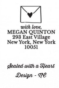 Personalized Rectangle Stamper- Sealed with a Heart