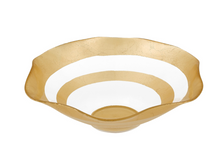 Round Gold Leaf "Wave" Handmade Glass Bowl
