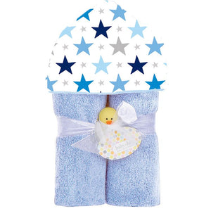 Plush Hooded Towel - Blue Stars