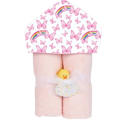 Plush Hooded Towel -Butterflies and Rainbows