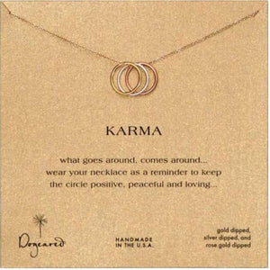 Necklace-Dogeared Triple Karma Ring Necklace, Mixed Metal