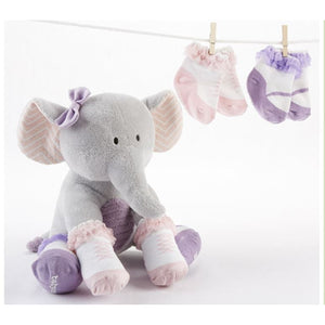 "Tootsies in Footsies" Plush Elephant and Socks for Baby