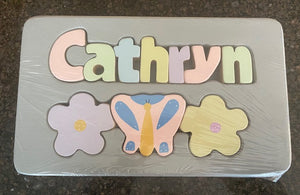 Step Stool- Flower/Butterfly Motif on White or Grey