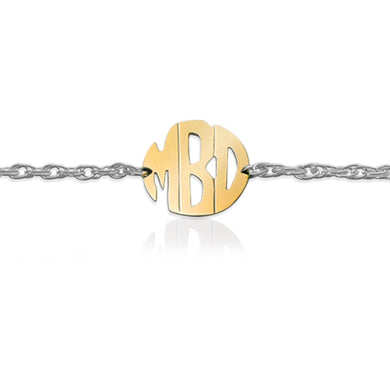 Bracelet-Gold Block Monogram on Sterling Silver