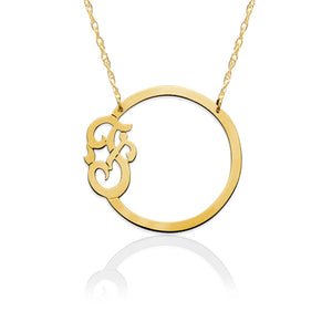 Necklace-Circle with Script Initial