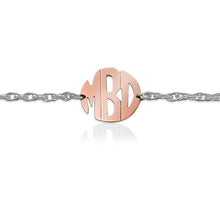 Bracelet-Gold Block Monogram on Sterling Silver