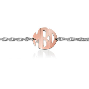 Bracelet-Gold Block Monogram on Sterling Silver