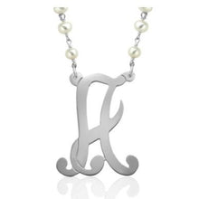 Single Initial Necklace with Pearl Chain