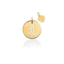 Initial Charm Pierced Disc with Gold Heart (no chain)