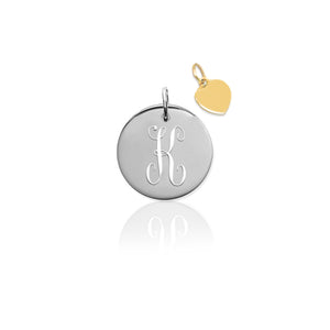 Initial Charm Pierced Disc with Gold Heart (no chain)