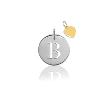 Initial Charm Pierced Disc with Diamond Accent-No Chain