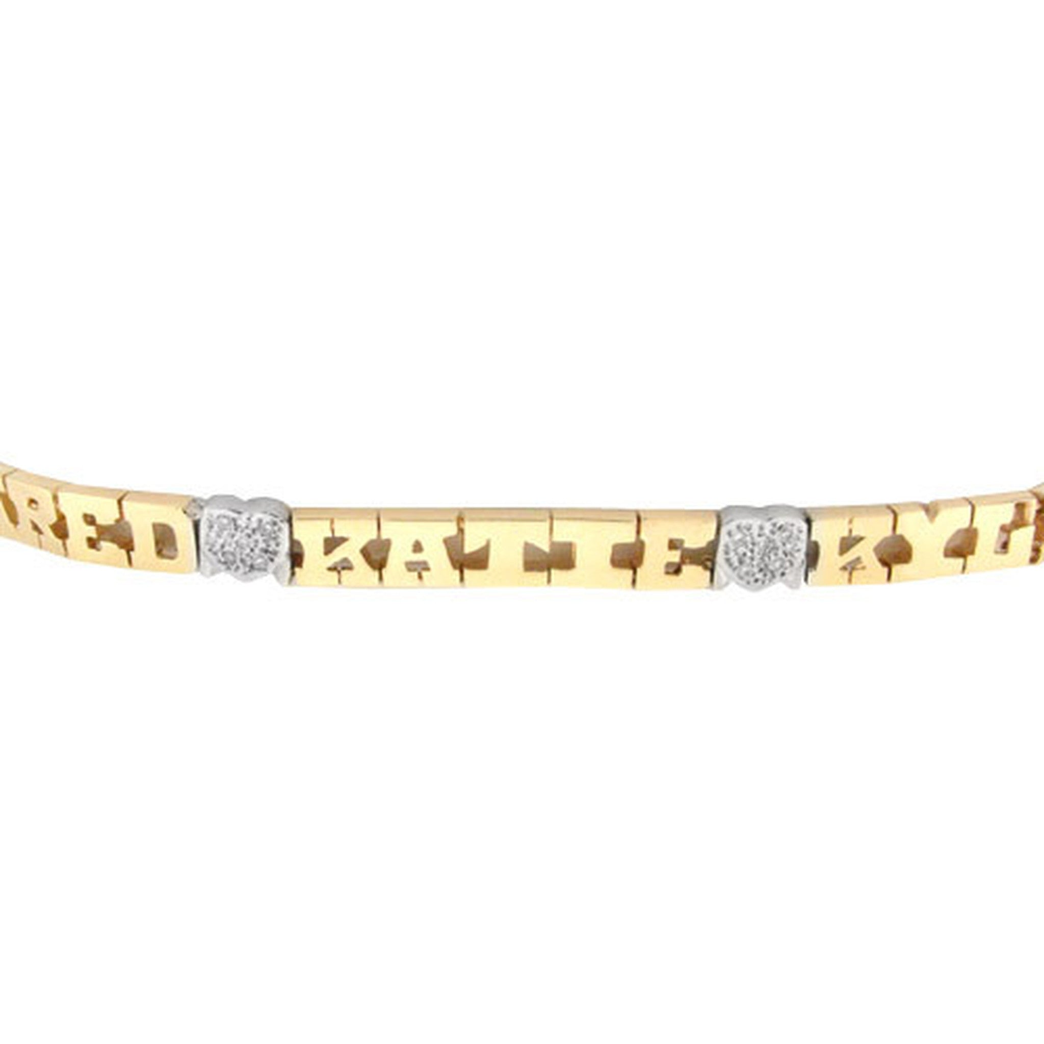 Bracelet-6 mm 14K Gold Family Name Bracelet - Letters with Diamond