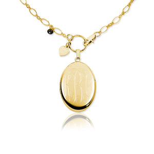 Necklace-Engraved Oval Monogram Locket