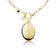 Necklace-Engraved Oval Monogram Locket