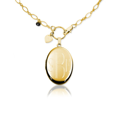 Necklace-Engraved Oval Monogram Locket