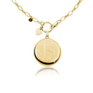 Necklace-Engraved Round Monogram Locket