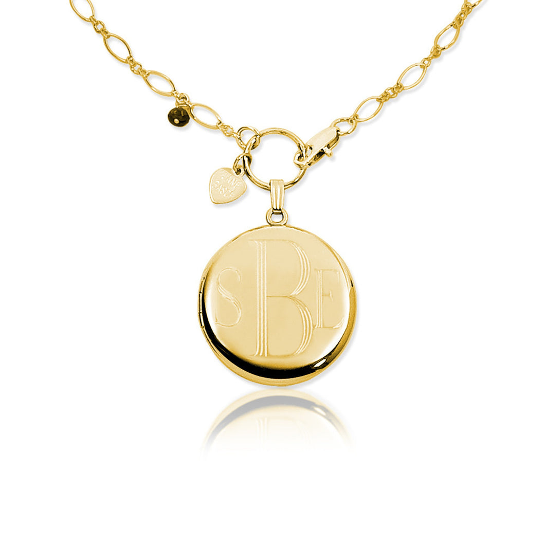 Necklace-Engraved Round Monogram Locket