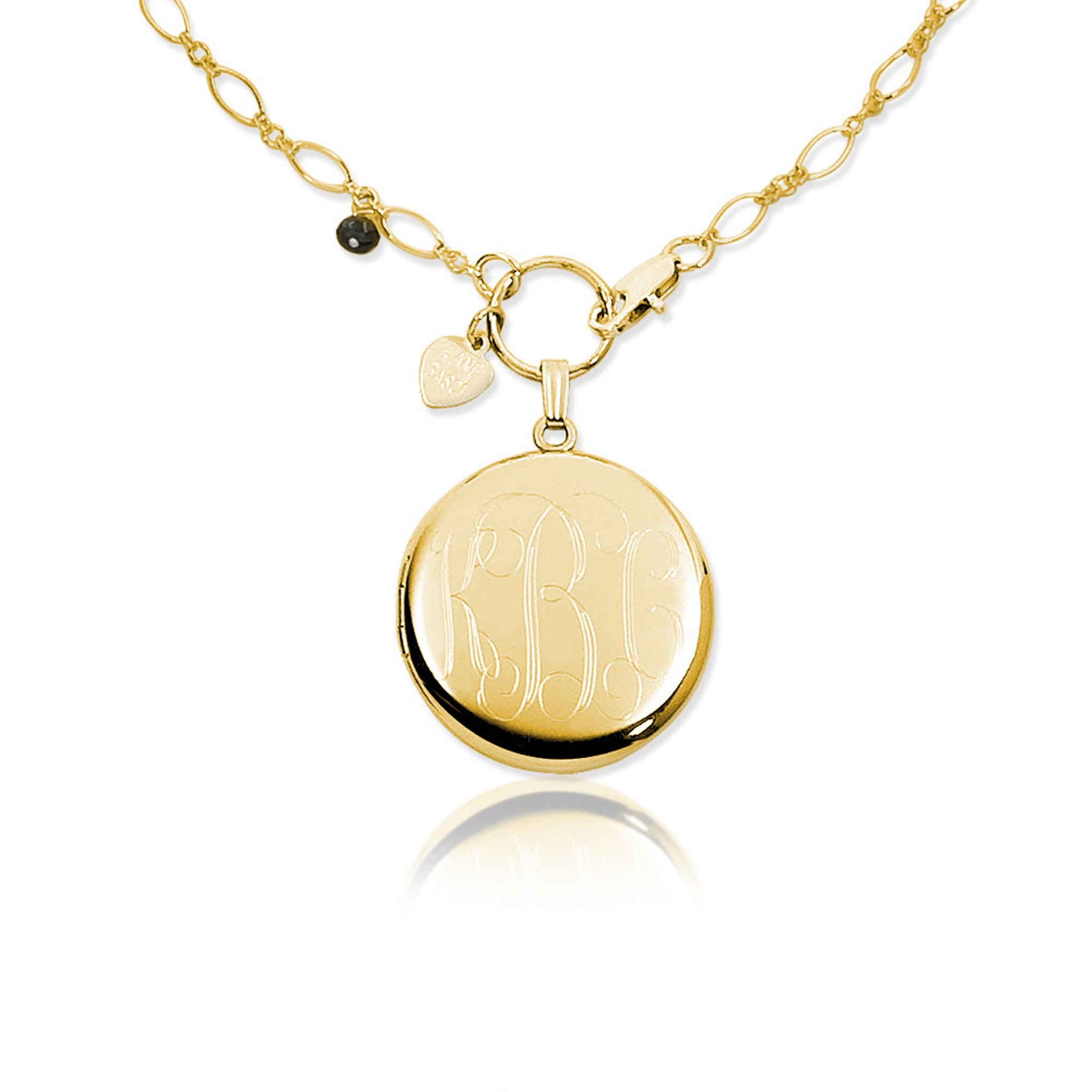 Necklace-Engraved Round Monogram Locket – The Present Event