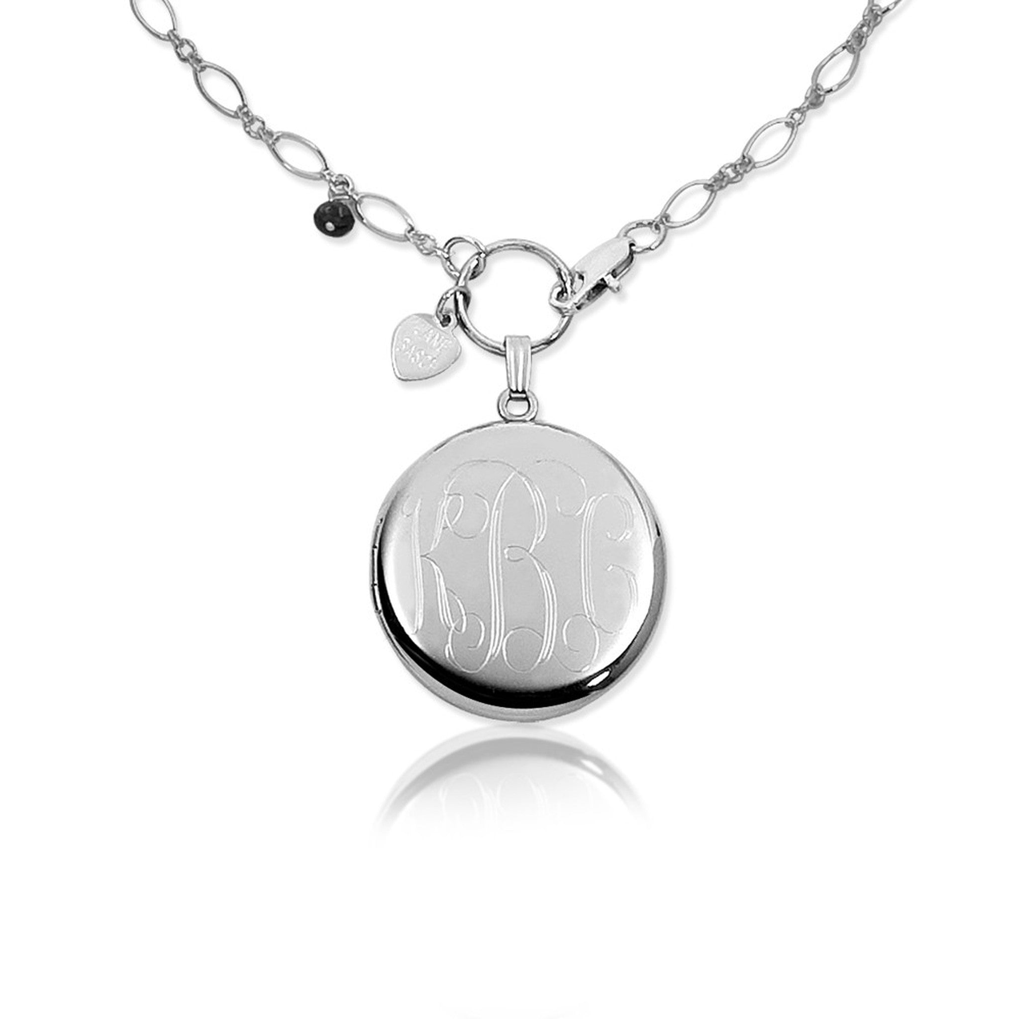 Necklace-Engraved Round Monogram Locket – The Present Event