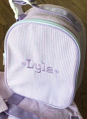 Insulated Lunch Tote- Pink with Lavender