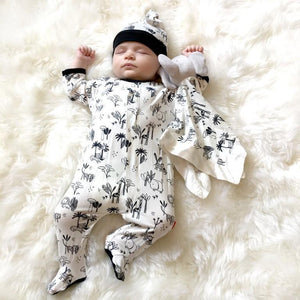 Onsie Magnetic Closure Black/White Animal Safari with or without matching Lovie
