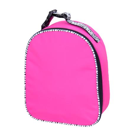 Insulated Lunch Tote-Hot Pink with black leopard trim