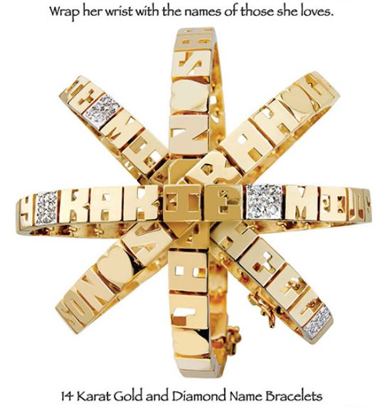 Bracelet-6 mm 14K Gold Family Name Bracelet - Letters with Diamond Hea –  The Present Event