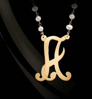 Single Initial Necklace with Pearl Chain