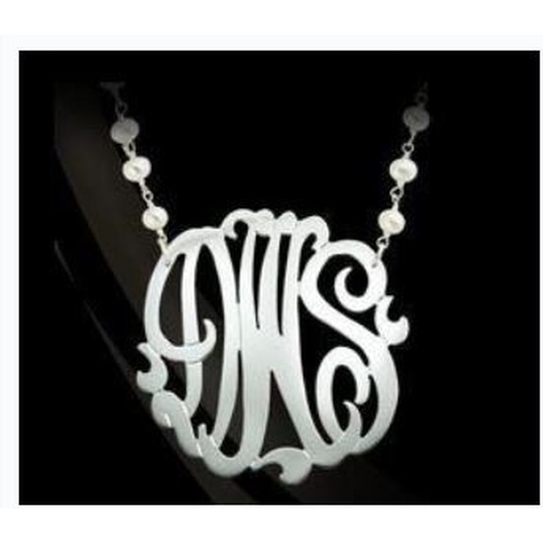 Necklace-Monogram with Pearl Chain