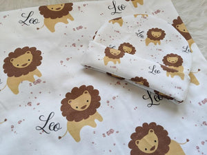 Personalized baby Swaddle and Hat/Headband Set-Leo The Lion