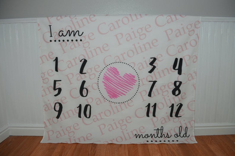 Personalized first year monthly  background birth announcement calendar