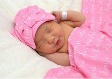 Personalized Supersoft Baby Swaddle and Hat Set- Names and Initials